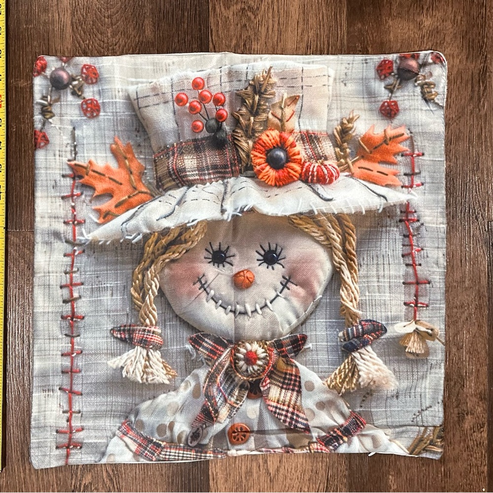 Autumn Scarecrow Decorative Pillow Cover - Picture 1 of 3